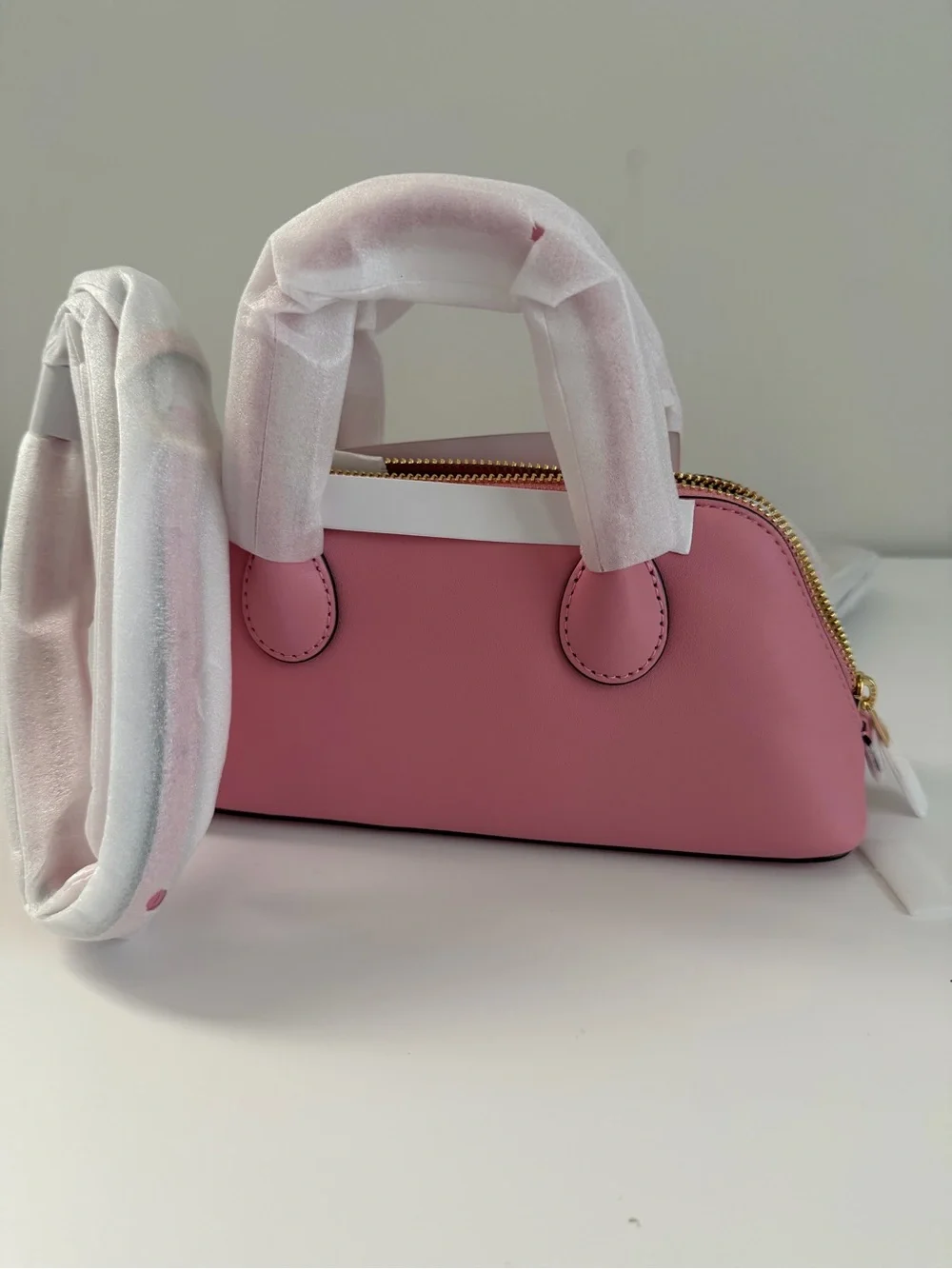 Michael Kors Pink Floral Appliqué Satchel with Gold-Tone Logo